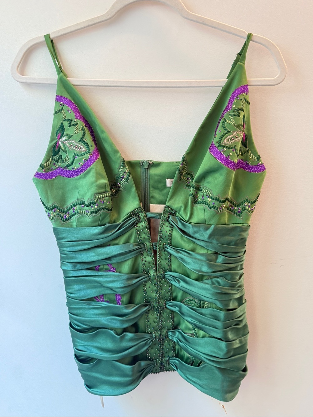 Archival 2005 Mandalay Jade Green Beaded Ruched Corset “SERPENT” Top - Picture 5 of 11